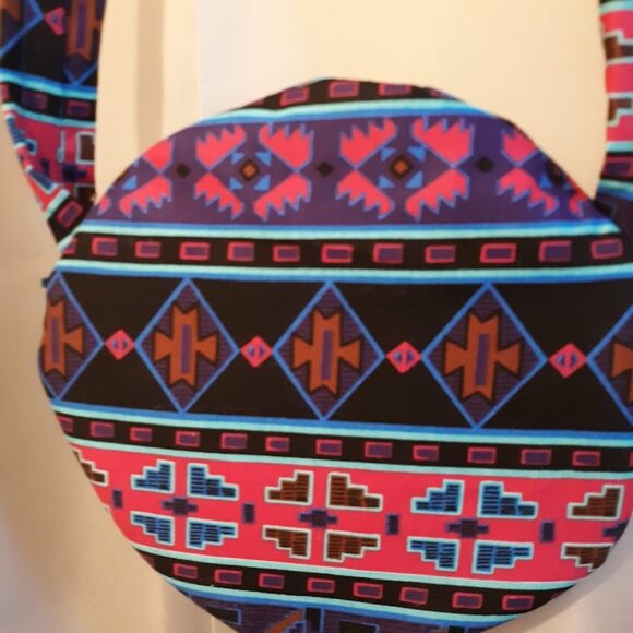 New Southwestern Cowgirl Crossbody Bag Sling Purse Pink Blue Sarape Stripe Aztec - Picture 6 of 8